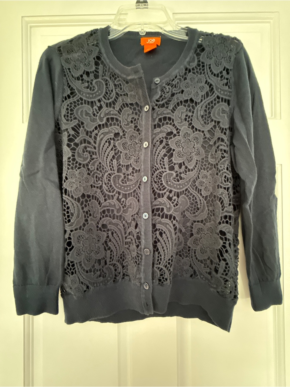 Joe Fresh Navy Blue Lace Front Button Cardigan